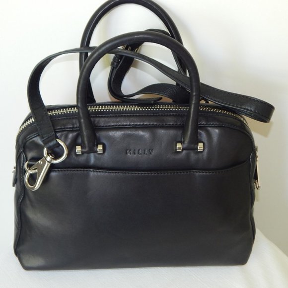 MILLY Black Lambskin Dome Coral Watersnake Panel Embellished LG Satchel Bag NWT - Picture 8 of 16